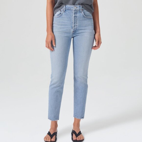 Agolde Riley High Rise Straight Crop Jeans - Picture 1 of 9